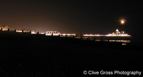 Moon over Eastbourne Pier