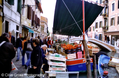 Venice boat fruit stall
