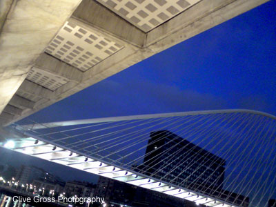 Zubizuri Bridge at Night Bilbao